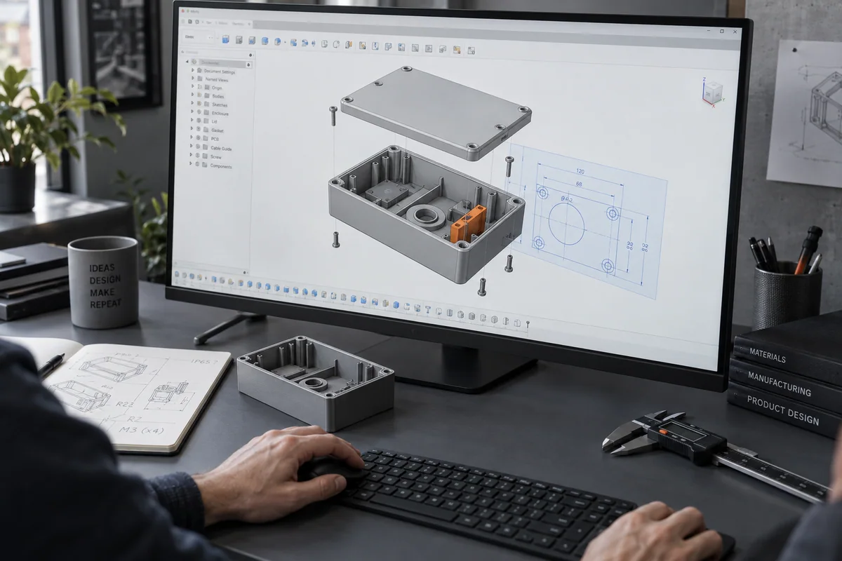 CAD-Konstruktion einer Baugruppe am digitalen Arbeitsplatz