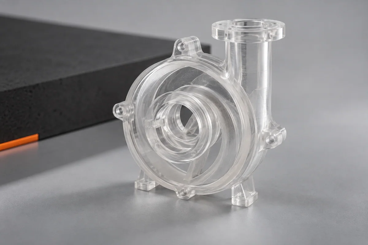 Transparentes Resin-Gehäuse mit sichtbarer innerer Geometrie